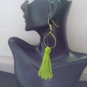 Lime Green Tassel Earrings